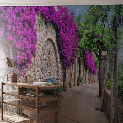 Fotobehang Premium Sand - Laten we elkaar zo snel mogelijk ontmoeten - Stad, Bloemen, Italië - 450x315 cm