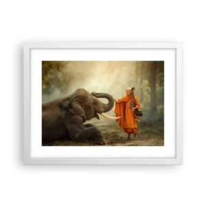 Poster in een witte lijst - Ontmoeting tijdens een reis - 40x30 cm