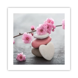 Poster - Gelukzaligheid met een kersenbloesem - 40x40 cm