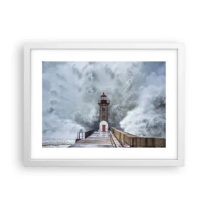 Poster in een witte lijst - Het gebrul van het water, het geluid zal blazen - 40x30 cm