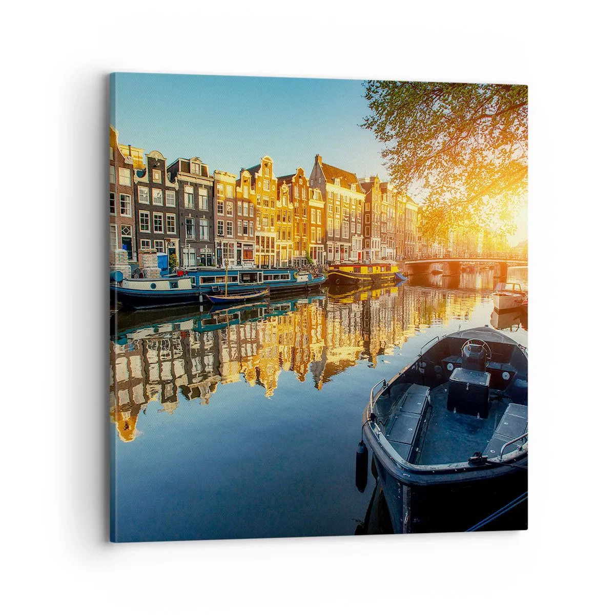 Schilderen op canvas - Ochtend in Amsterdam - 70x70 cm