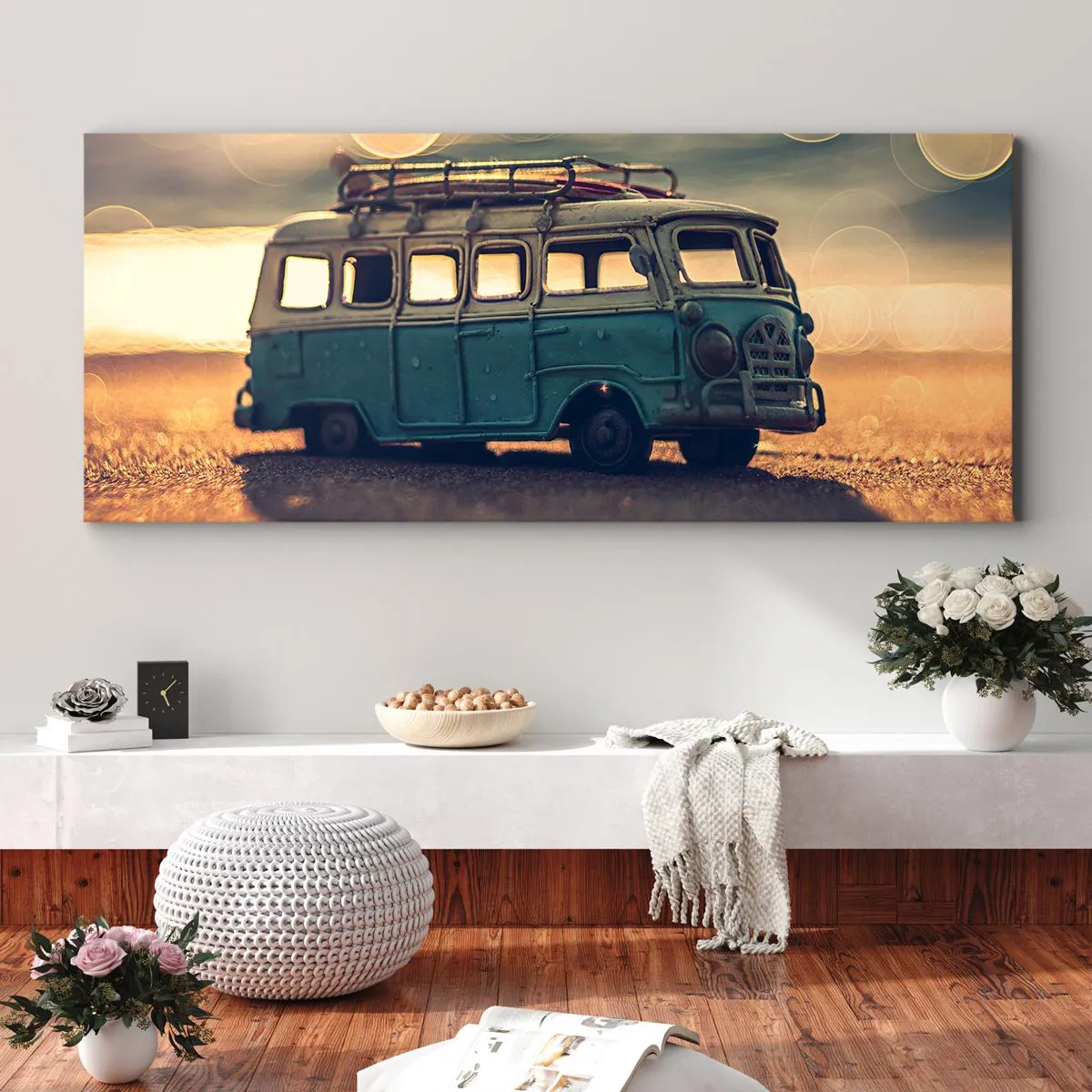 Schilderen op canvas - Het einde van idolen: geld en werk - 90x30 cm