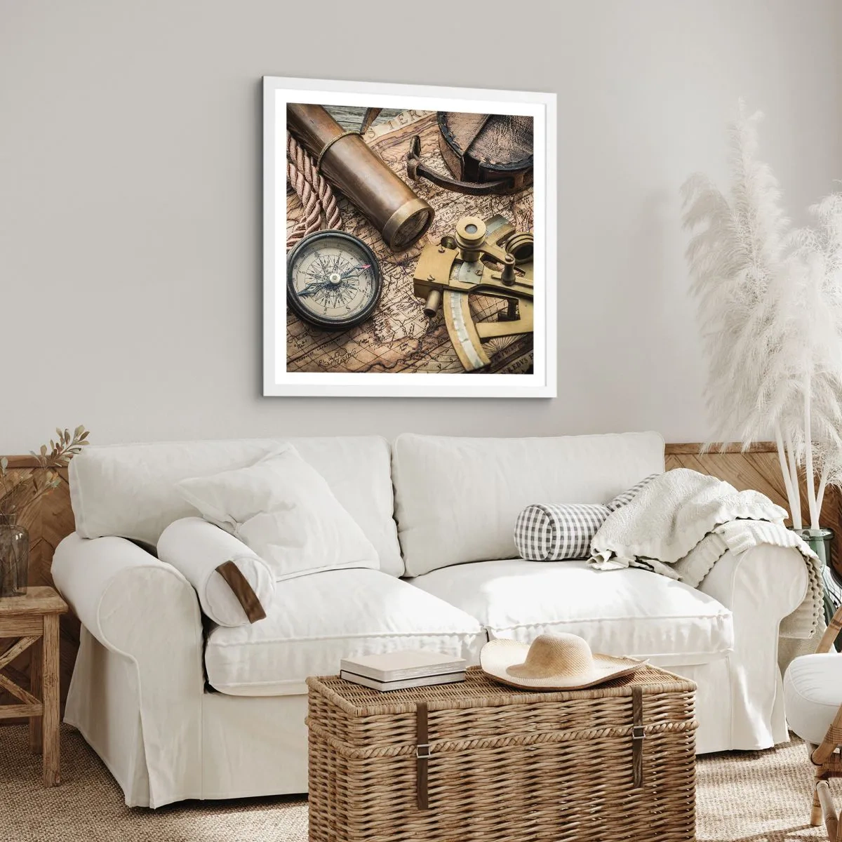 Poster in een witte lijst - Zet koers - 60x60 cm