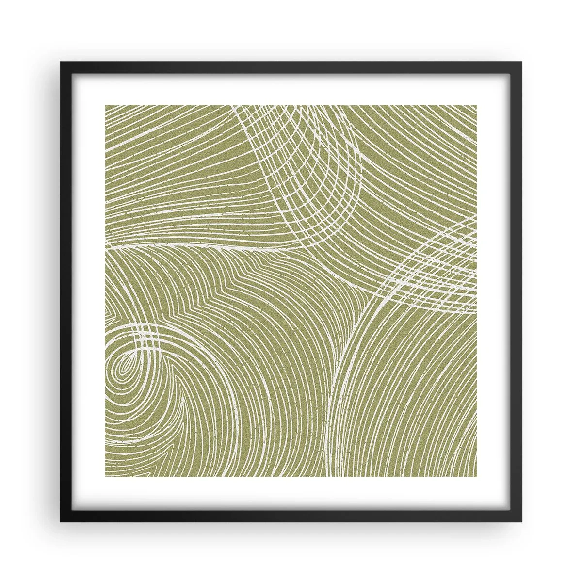 Poster in een zwarte lijst - Ingewikkelde abstractie in wit - 50x50 cm
