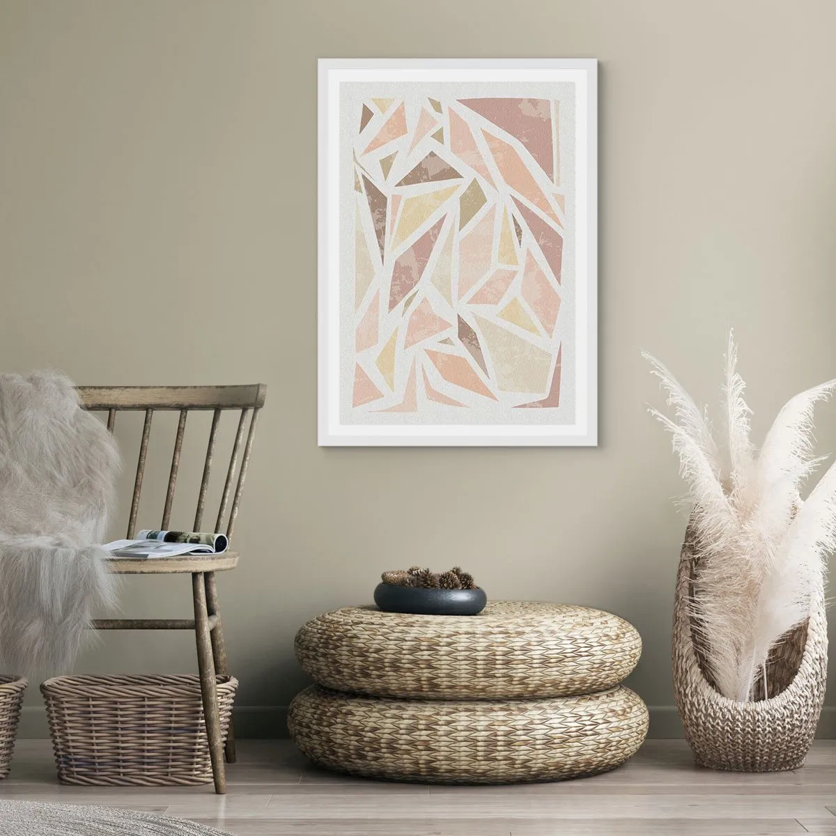 Poster in een witte lijst - Gebrandschilderd glas compositie - 61x91 cm