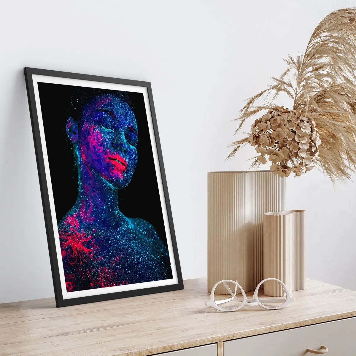 Poster in een zwarte lijst - in sterrenstof - 40x50 cm