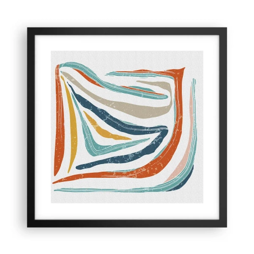 Poster in een zwarte lijst - Abstractie met een vriendelijke glimlach - 40x40 cm