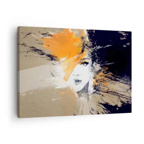 Schilderen op canvas - Abstract portret van een vrouw met intense kleuren - 70x50cm - En er is licht - Moderne wanddecoratie voor woonkamer en slaapkamer ARTTOR