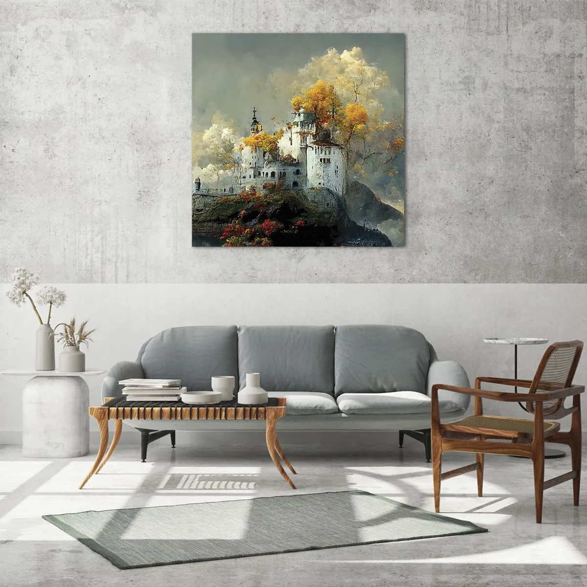 Schilderen op glas - Het begin van een romantisch verhaal - 70x70 cm