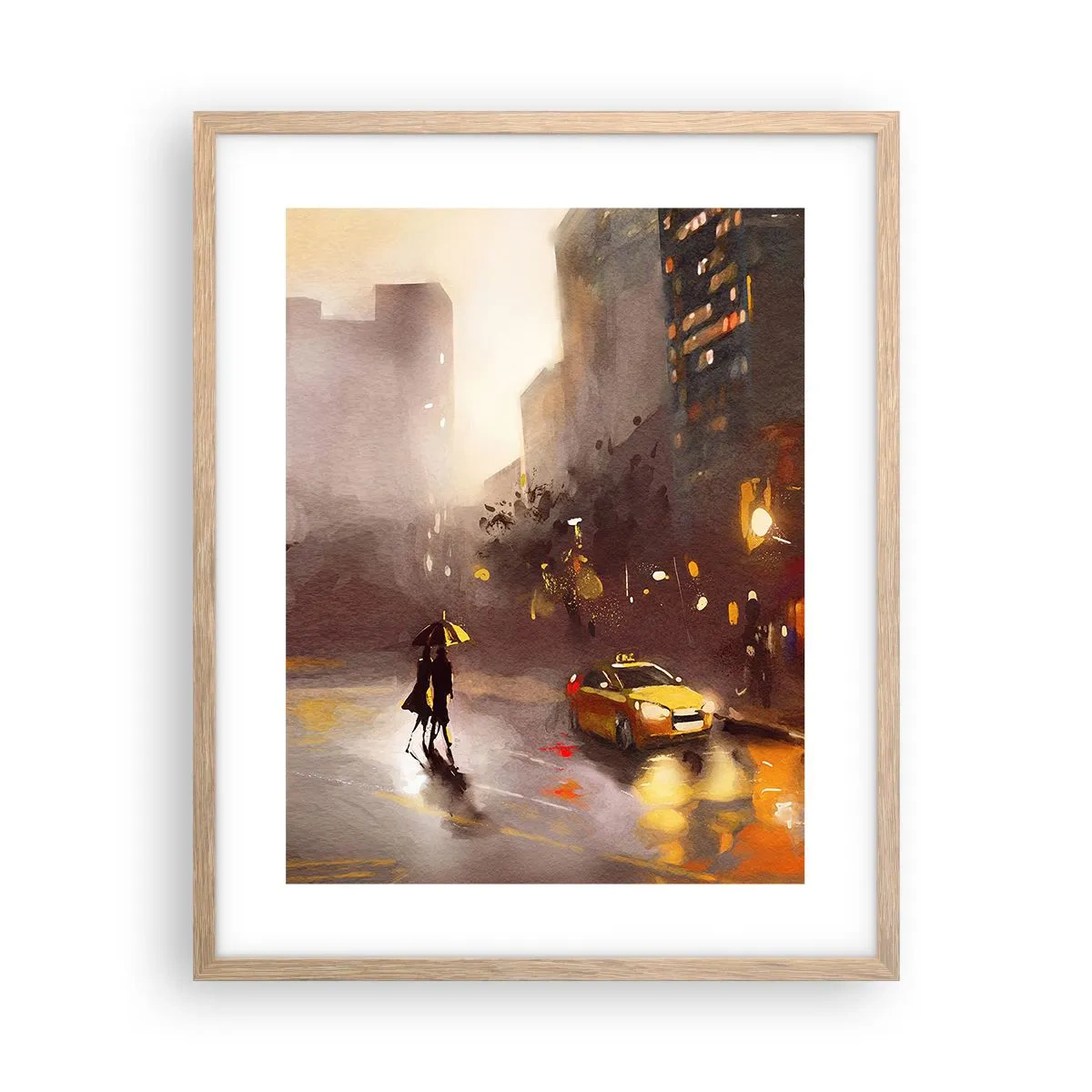 Een poster in een licht eiken lijst - In de lichten van New York - 40x50 cm