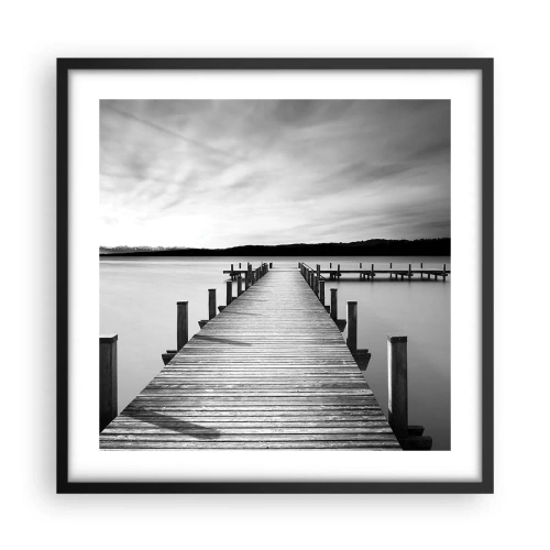 Poster in een zwarte lijst - Bij de waterput - vrede - 50x50 cm