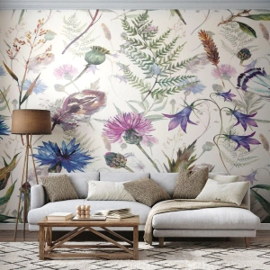 Fotobehang Premium Canvas - Pools herbarium - Veld bloemen, Tuin, Natuur - 150x105 cm