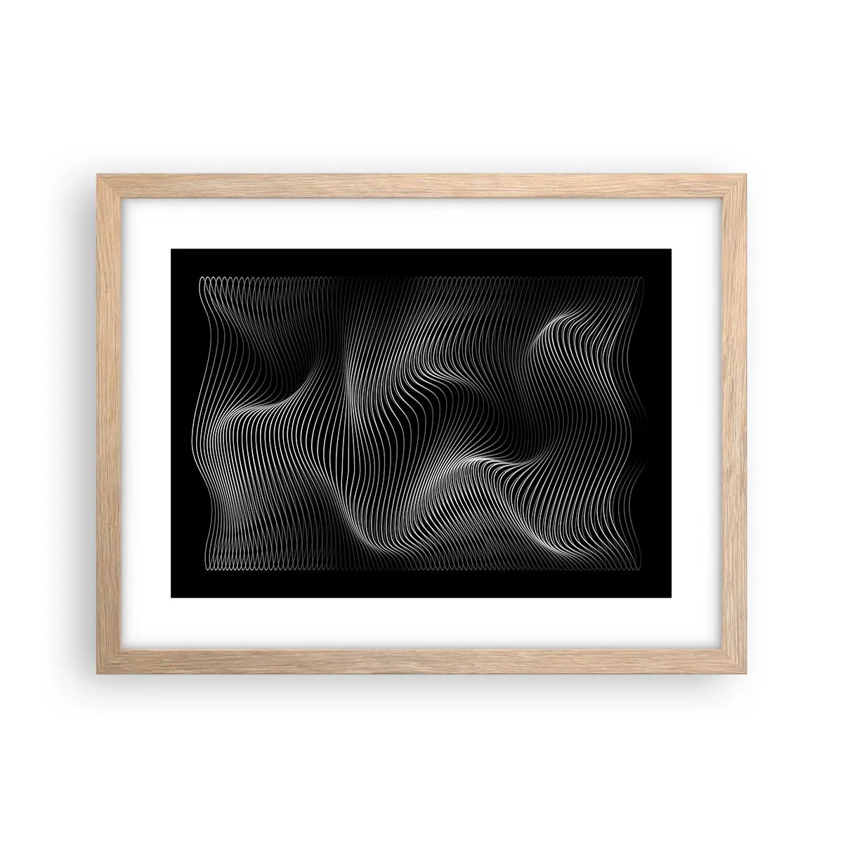 Een poster in een licht eiken lijst - Dans van licht in de ruimte - 40x30 cm