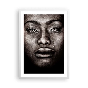 Poster in een witte lijst - een traan - 50x70 cm