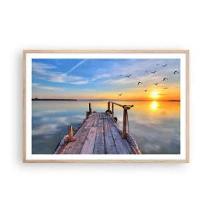 Een poster in een licht eiken lijst - Loop recht naar de zon - 91x61 cm