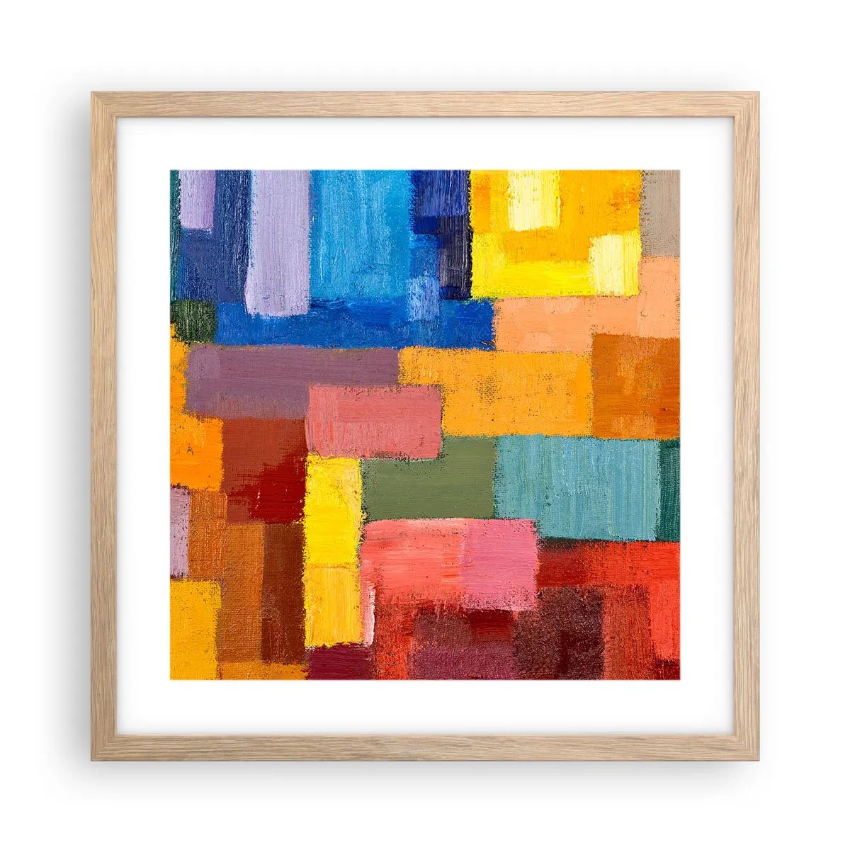 Een poster in een licht eiken lijst - Elk is anders, allemaal kleurrijk - 40x40 cm