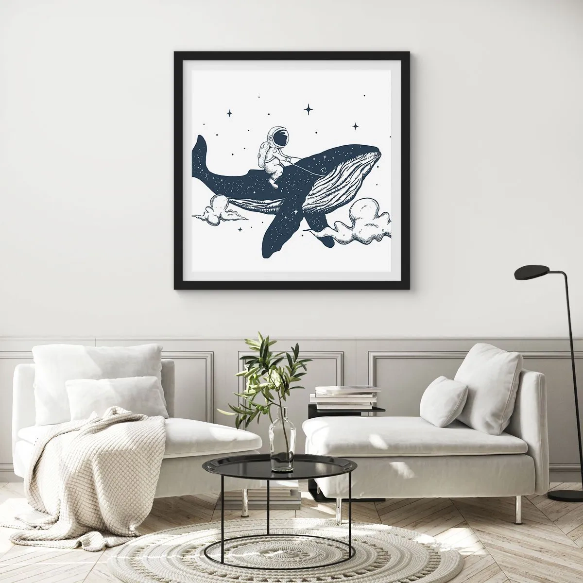 Poster in een zwarte lijst - Ruimte avontuur - 50x50 cm