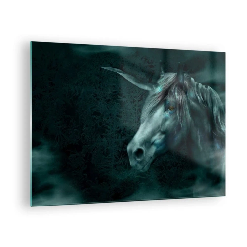 Schilderen op glas - Eenhoorn in het mysterieuze bos - 70x50cm - In een sprookjesbos - Moderne wanddecoratie voor woonkamer en slaapkamer ARTTOR