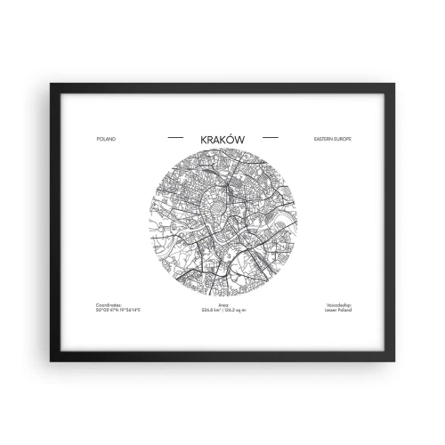 Poster in een zwarte lijst - Anatomie van Krakau - 50x40 cm