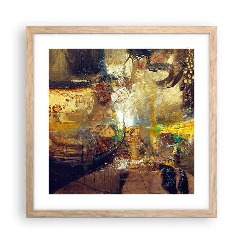 Een poster in een licht eiken lijst - Koud, warmer, heet - 40x40 cm