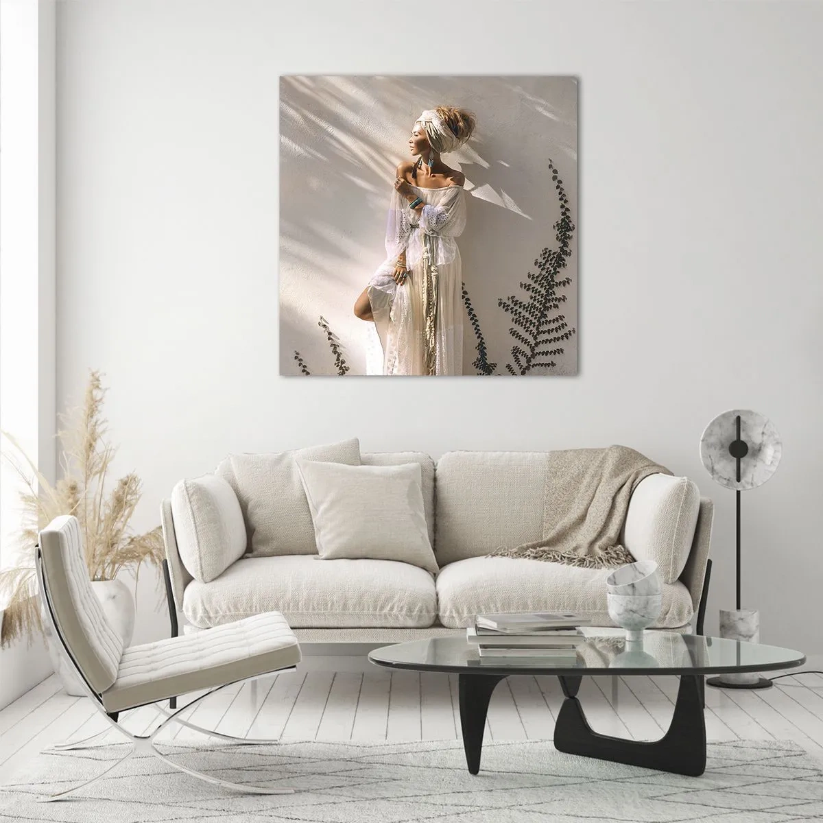 Schilderen op glas - De zon en het meisje - 70x70 cm