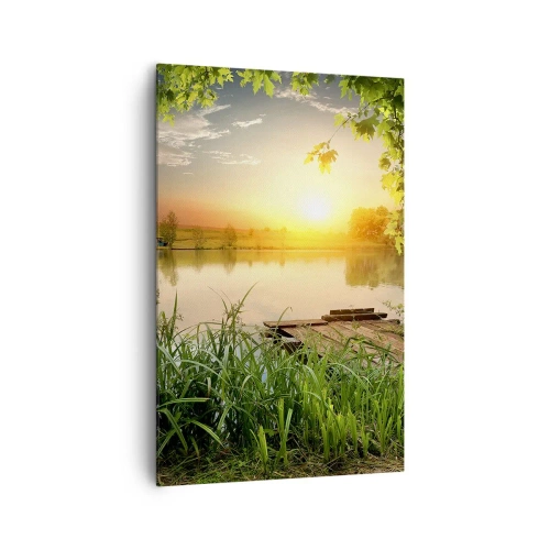 Schilderen op canvas - Landschap in een groen kader - 80x120 cm