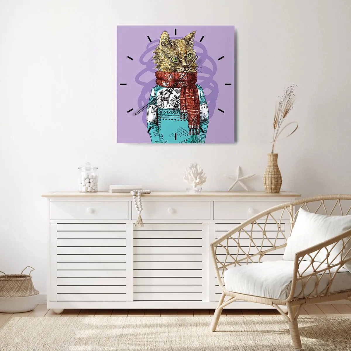 Wandklok - Klok - De kat niet alleen in schoenen - 40x40 cm