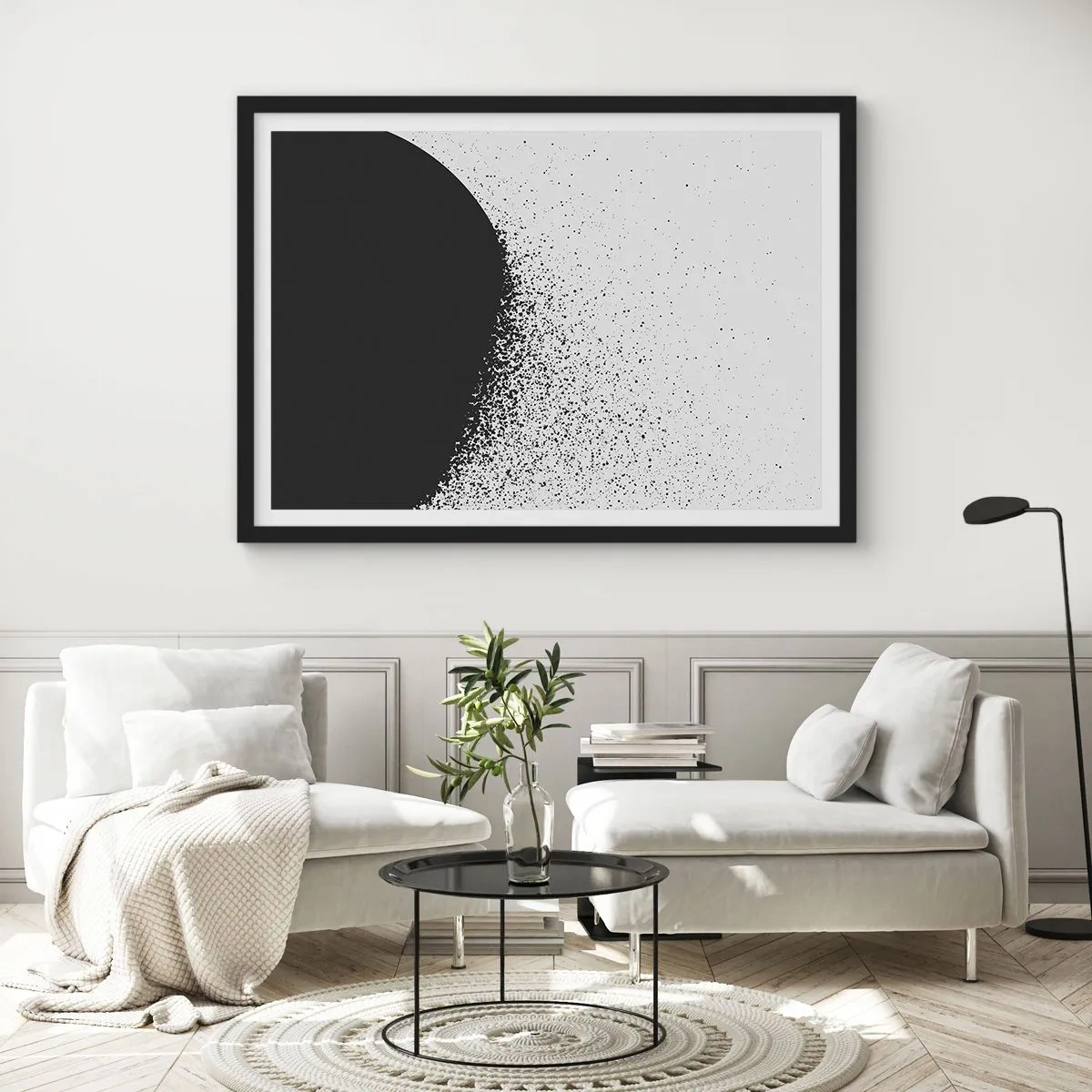 Poster in een zwarte lijst - Beweging van moleculen - 70x50 cm
