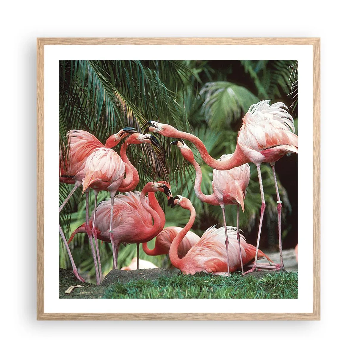 Een poster in een licht eiken lijst - Middag roddels - 60x60 cm