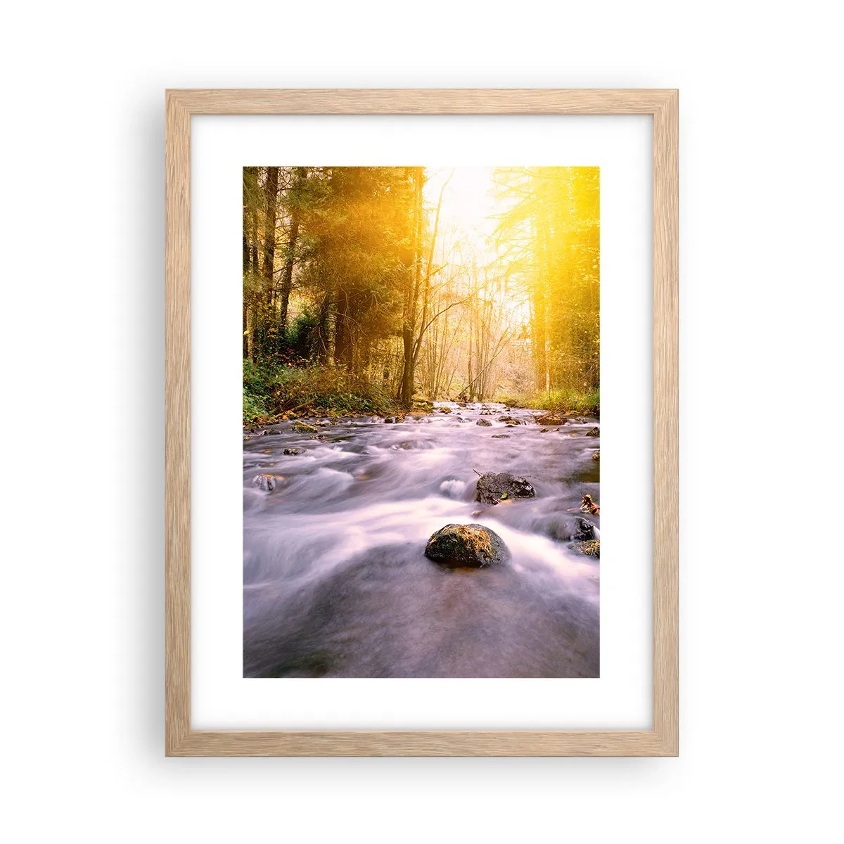 Een poster in een licht eiken lijst - Malachiet in een zilveren en gouden lijst - 30x40 cm