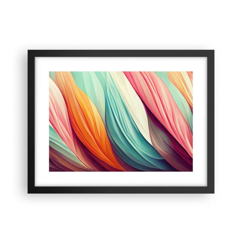 Poster in een zwarte lijst - Regenboog geweven - 40x30 cm