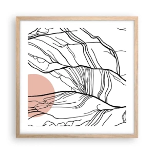 Een poster in een licht eiken lijst - In een web van twijgen - 50x50 cm