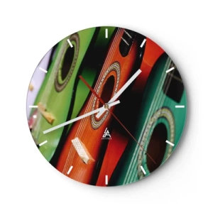 Wandklok - Klok - De gitaar heeft vele kleuren - 40x40 cm