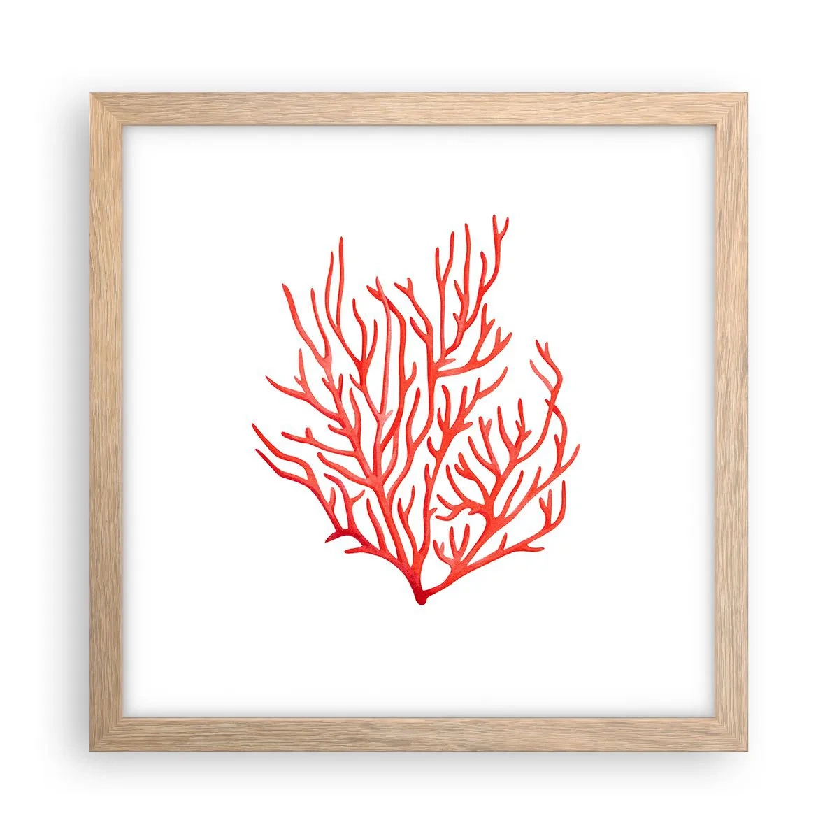 Een poster in een licht eiken lijst - Koraal filigraan - 30x30 cm