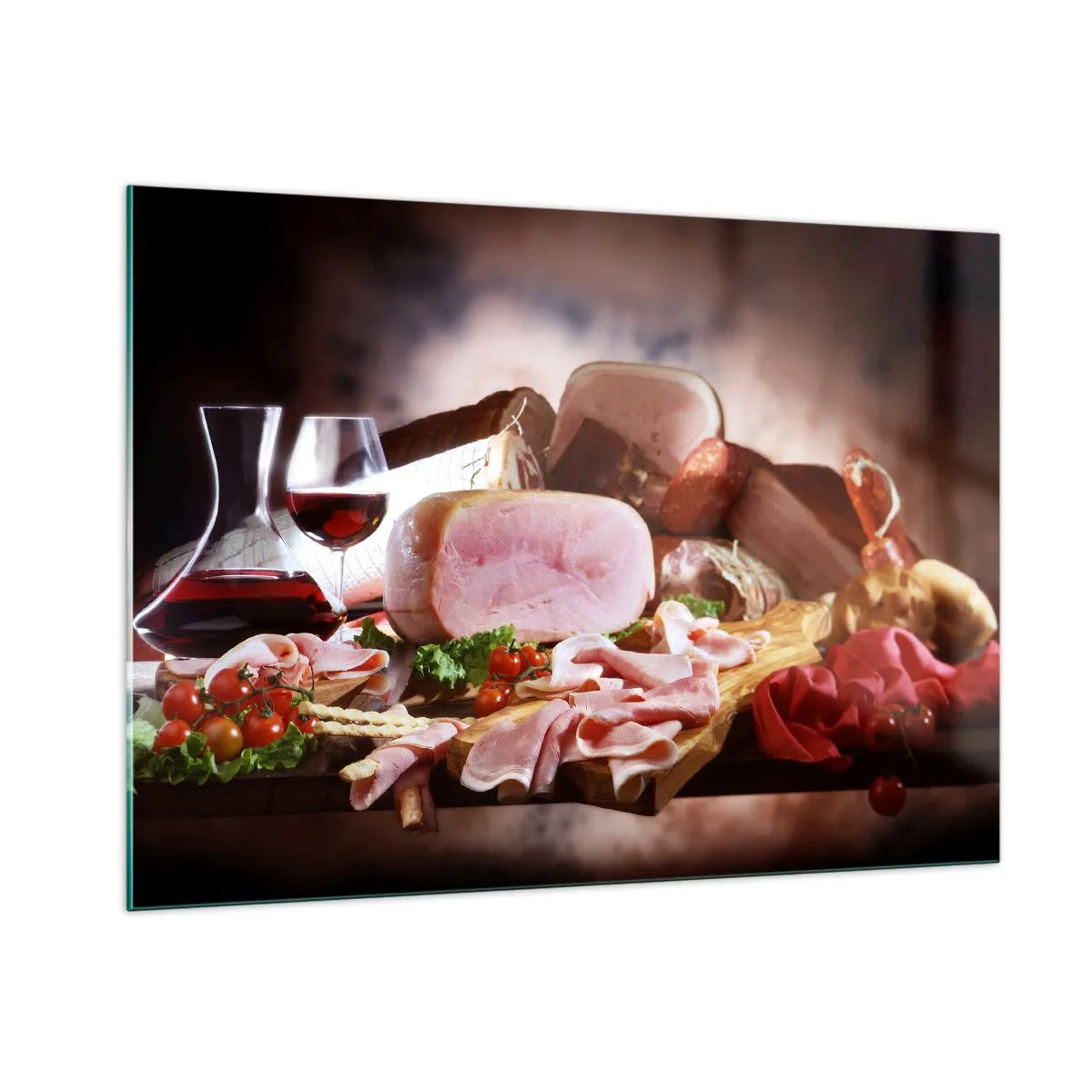 Schilderen op glas - Een culinaire droom met een karaf - 100x70 cm
