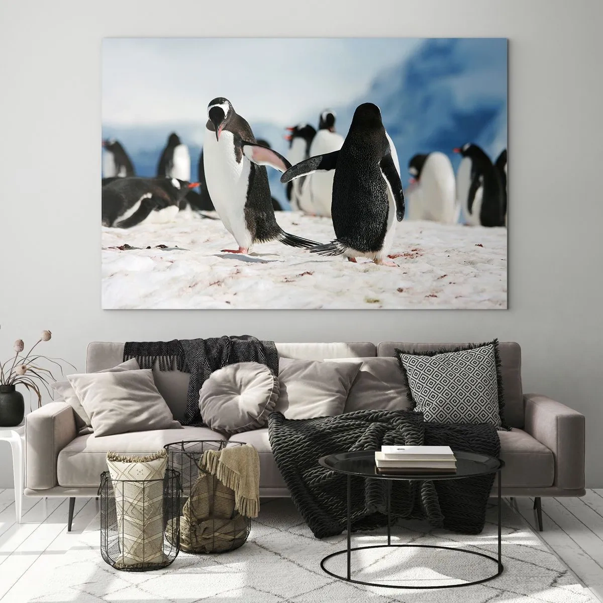 Schilderen op glas - Dansen in de sneeuw - 100x70 cm