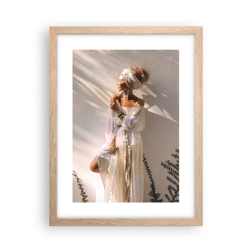 Een poster in een licht eiken lijst - De zon en het meisje - 30x40 cm