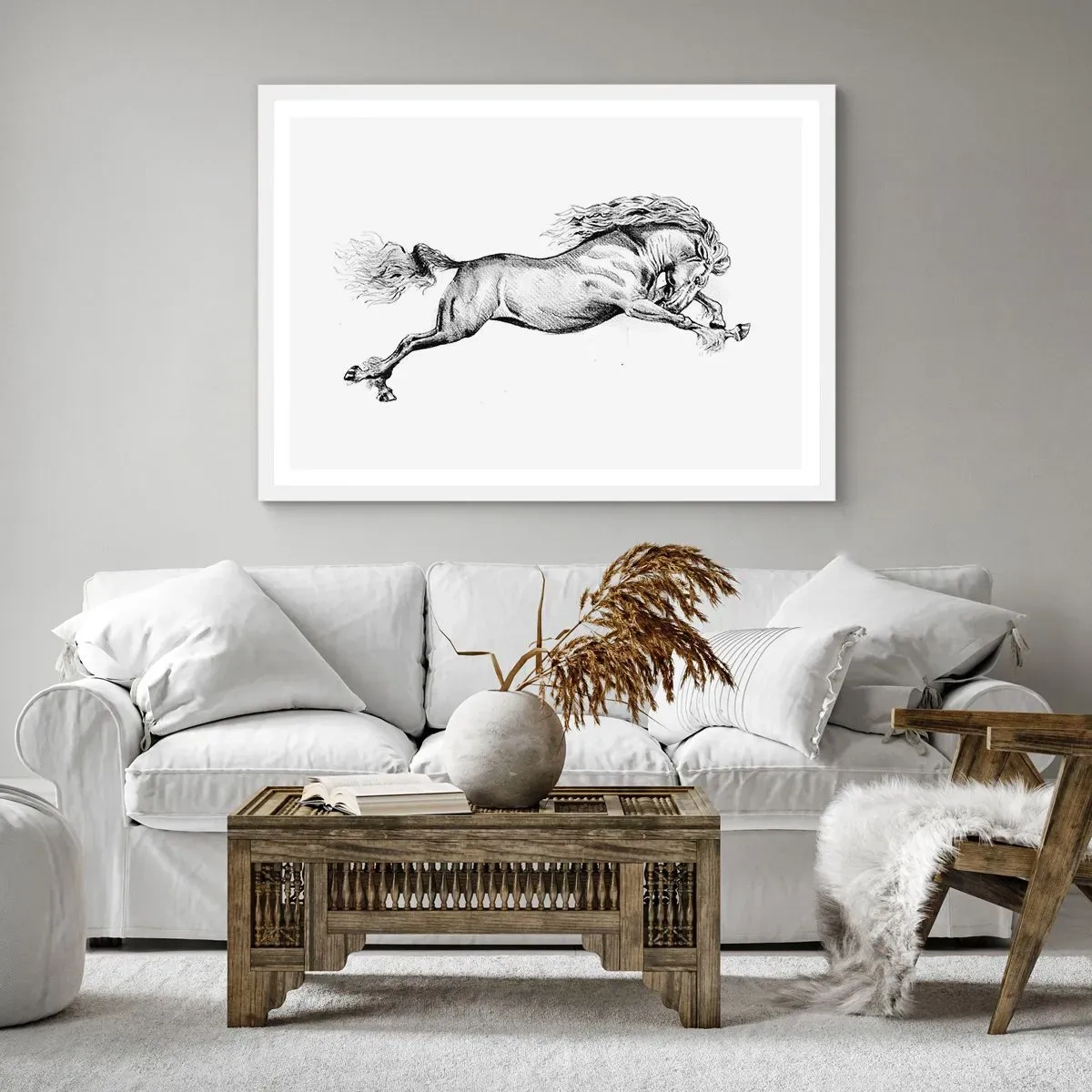 Poster in een witte lijst - Vastgehouden in galop - 40x30 cm