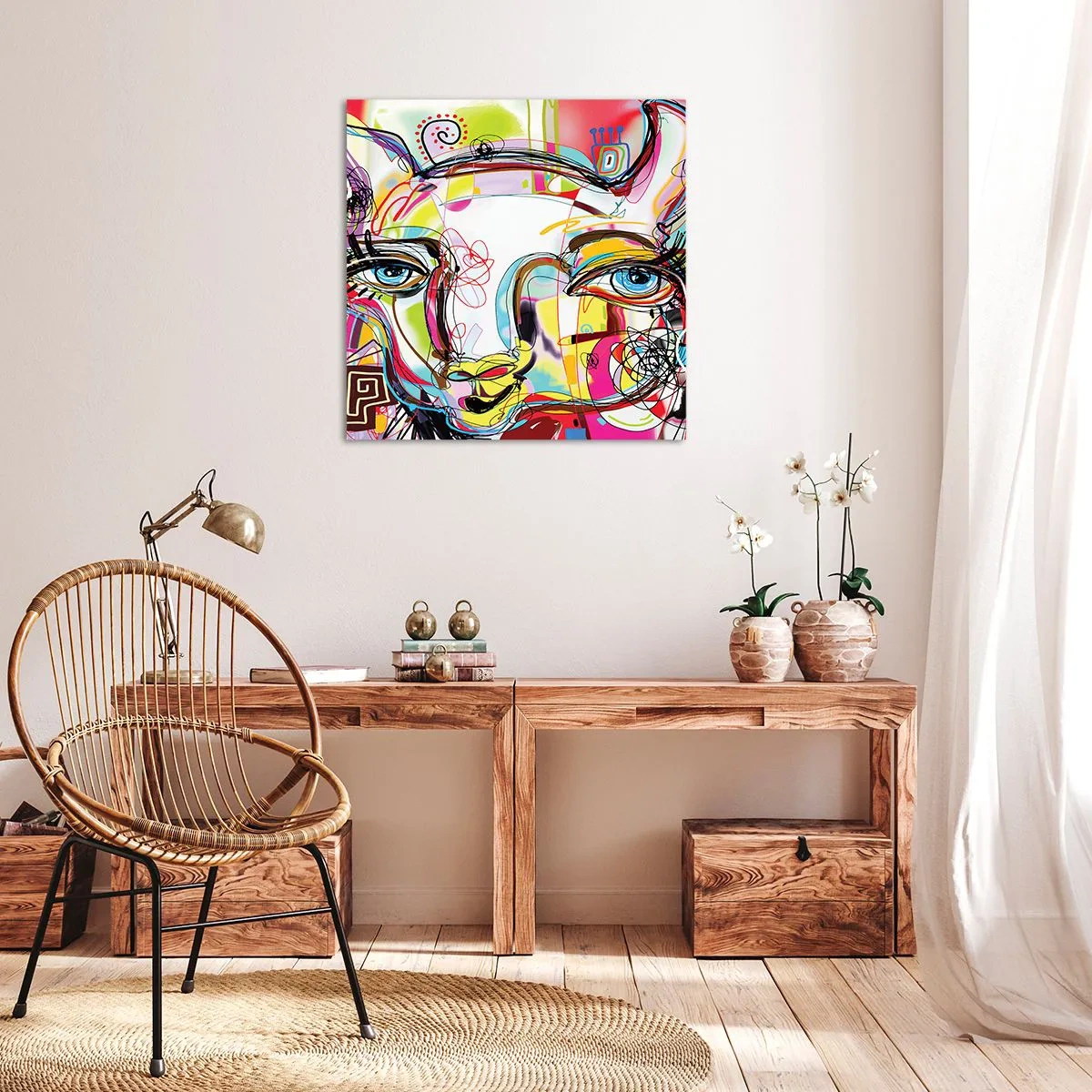 Schilderen op canvas - De rijkdom van het middelbare schooldiploma van de kat - 50x50 cm