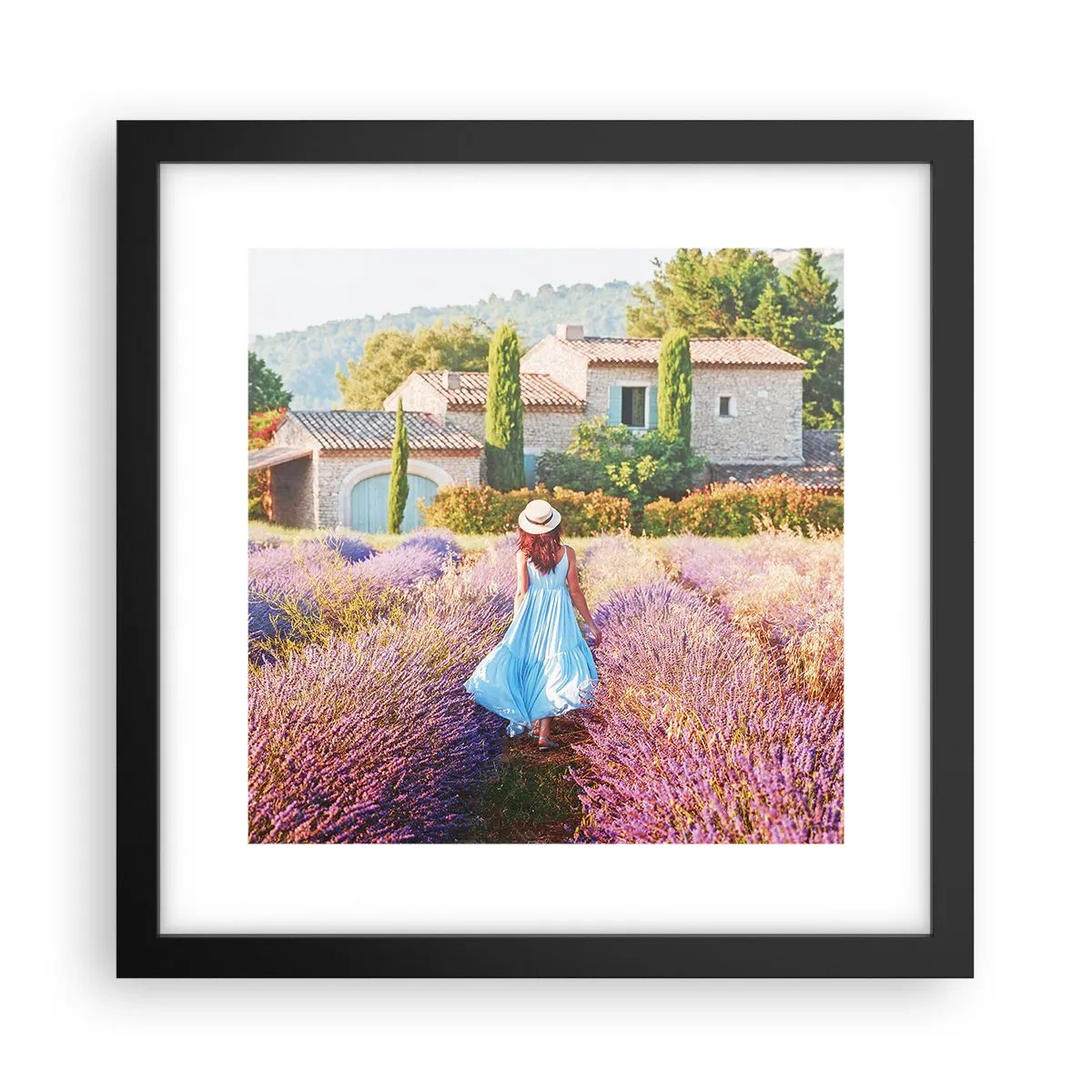 Poster in een zwarte lijst - Lavendel meisje - 30x30 cm