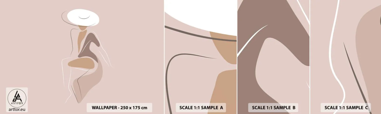 Fotobehang Staaltje Standard Eco - Een dame zijn - Grafisch, Vrouw, Vrouw In Een Hoed - 100x30 cm