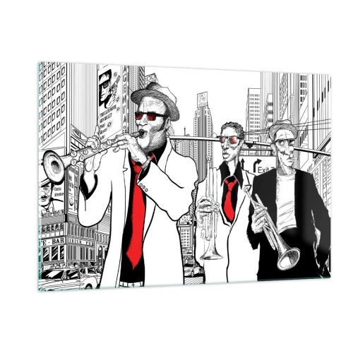 Schilderen op glas - Urban rapsodie in zwart en rood - 120x80 cm