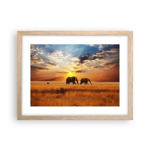 Een poster in een licht eiken lijst - Familie wandeling - 40x30 cm
