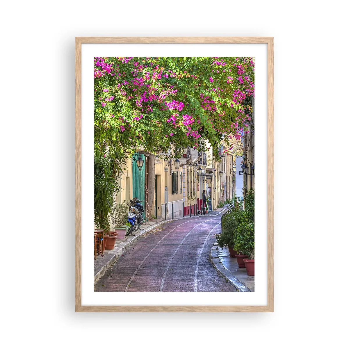 Een poster in een licht eiken lijst - Bloeiende steeg - 50x70 cm