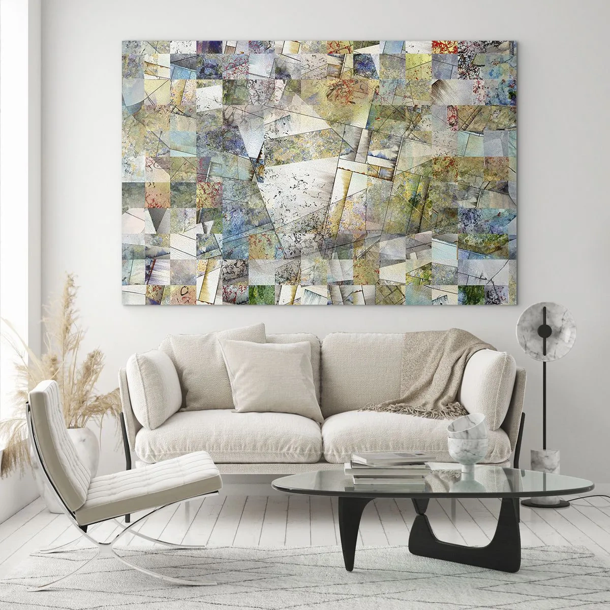 Schilderen op glas - Geometrische schuifeling - 120x80 cm
