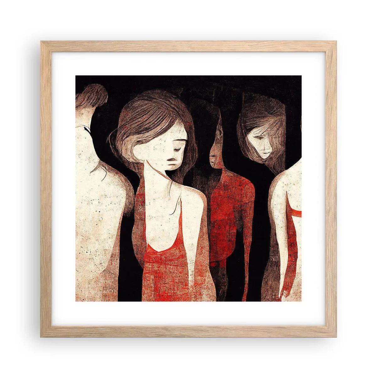 Een poster in een licht eiken lijst - Madonna's van duisternis - 40x40 cm