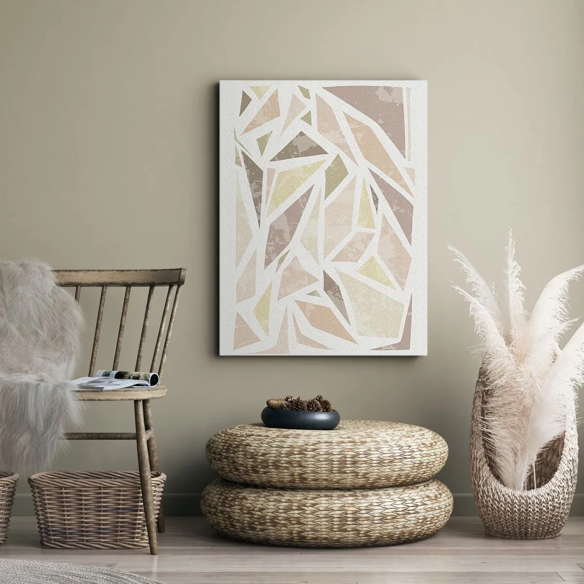 Schilderen op canvas - Gebrandschilderd glas compositie - 50x70 cm