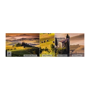 Fotobehang Monster Premium Sand - Arcadia - het Toscaanse landschap - Landschap, Toscane, Wijngaarden - 100x30 cm
