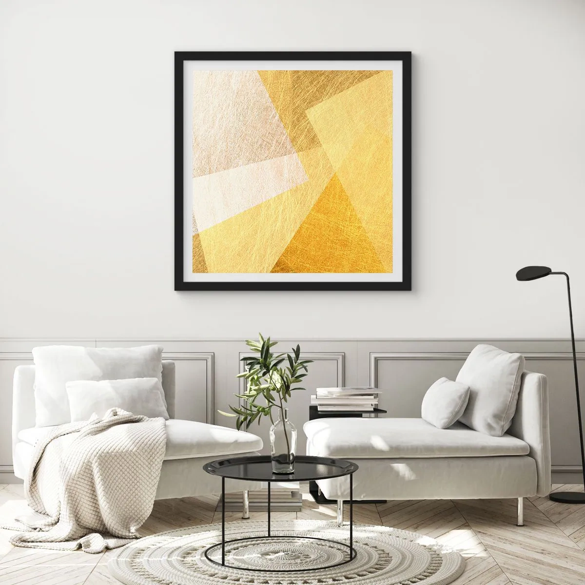 Poster in een zwarte lijst - Geometrie weer - 40x40 cm