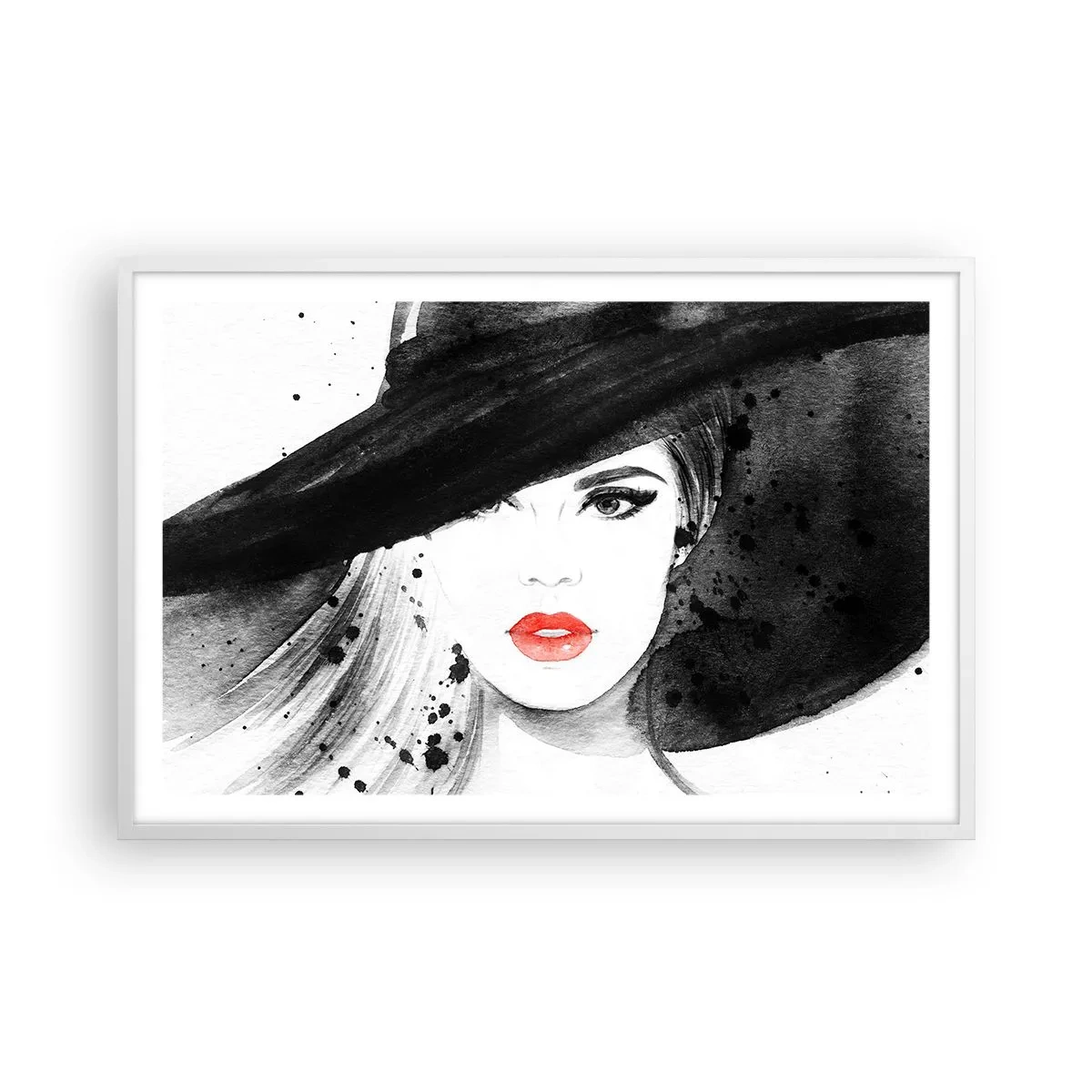 Poster in een witte lijst - Vrouw in het zwart - 91x61 cm